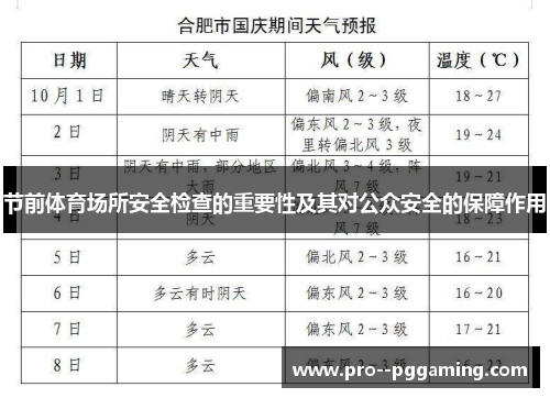 节前体育场所安全检查的重要性及其对公众安全的保障作用
